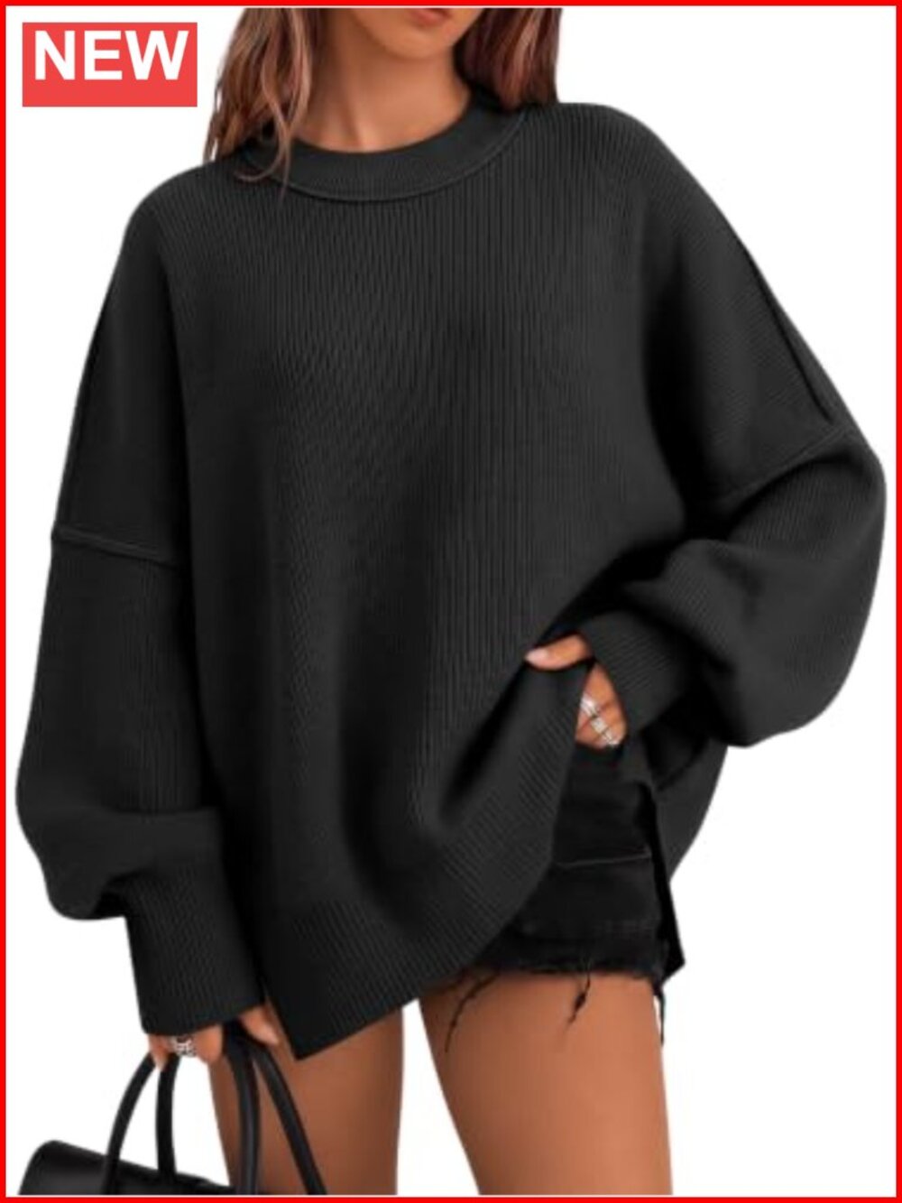 Oversized Crewneck Long Sleeve Pullover Sweater Tunic Fall Winter